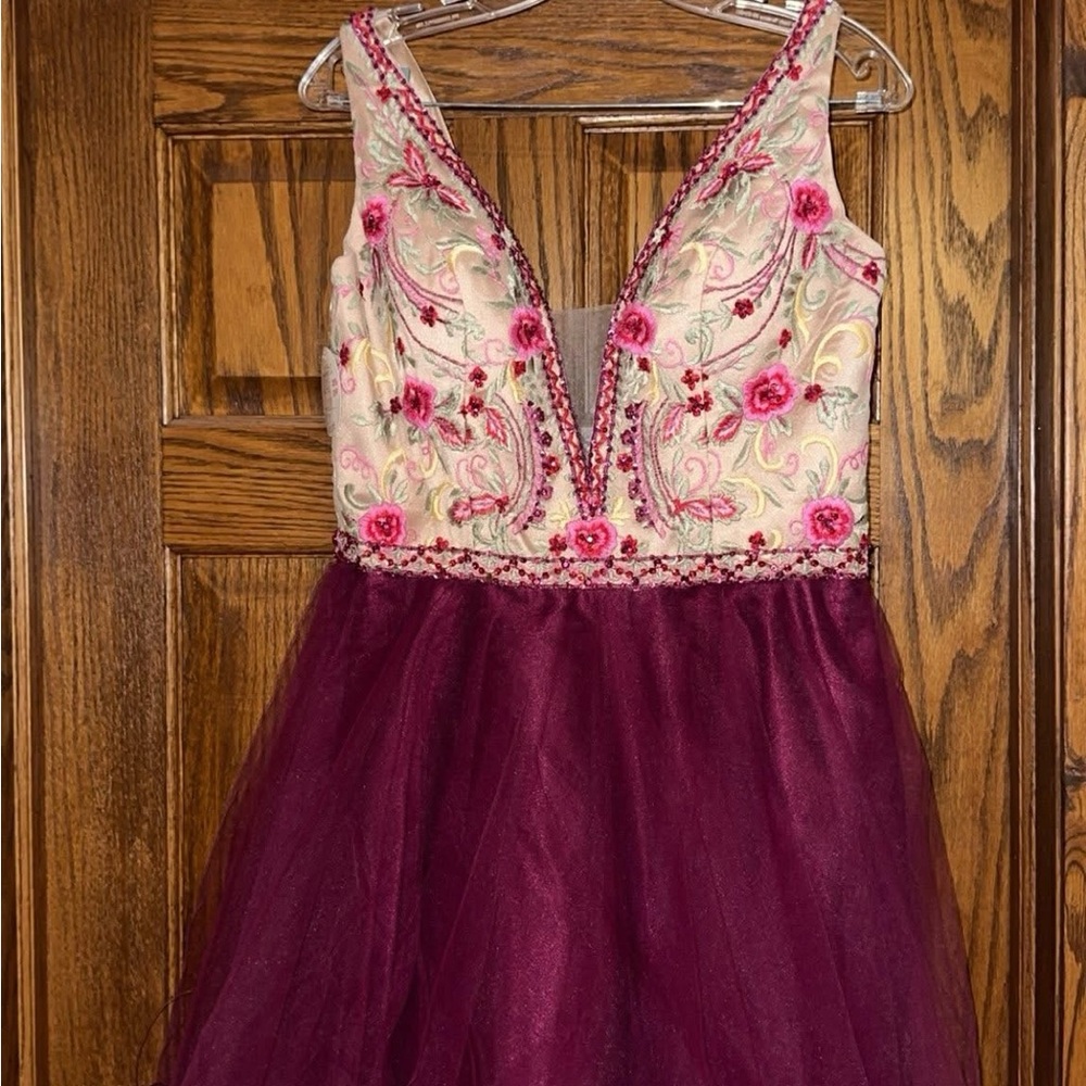Pink floral short homecoming/pageant dress